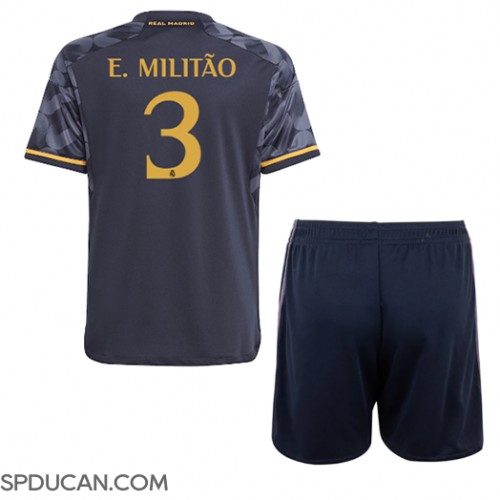 Dječji Nogometni Dres Real Madrid Eder Militao #3 Gostujuci 2023-24 Kratak Rukav (+ Kratke hlače)